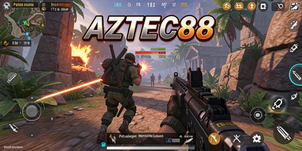 Gameplay seru AZTEC88 dengan aksi TPS yang mendebarkan.