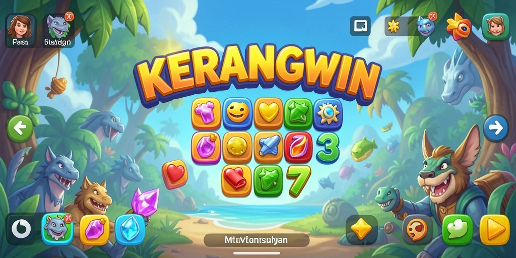 Tampilan gameplay KERANGWIN dengan kerang berwarna-warni.